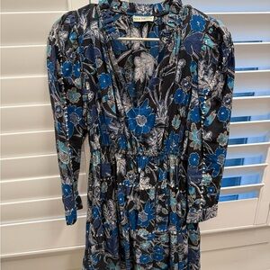 Ulla Johnson Midnight Floral Long Sleeve Dress
